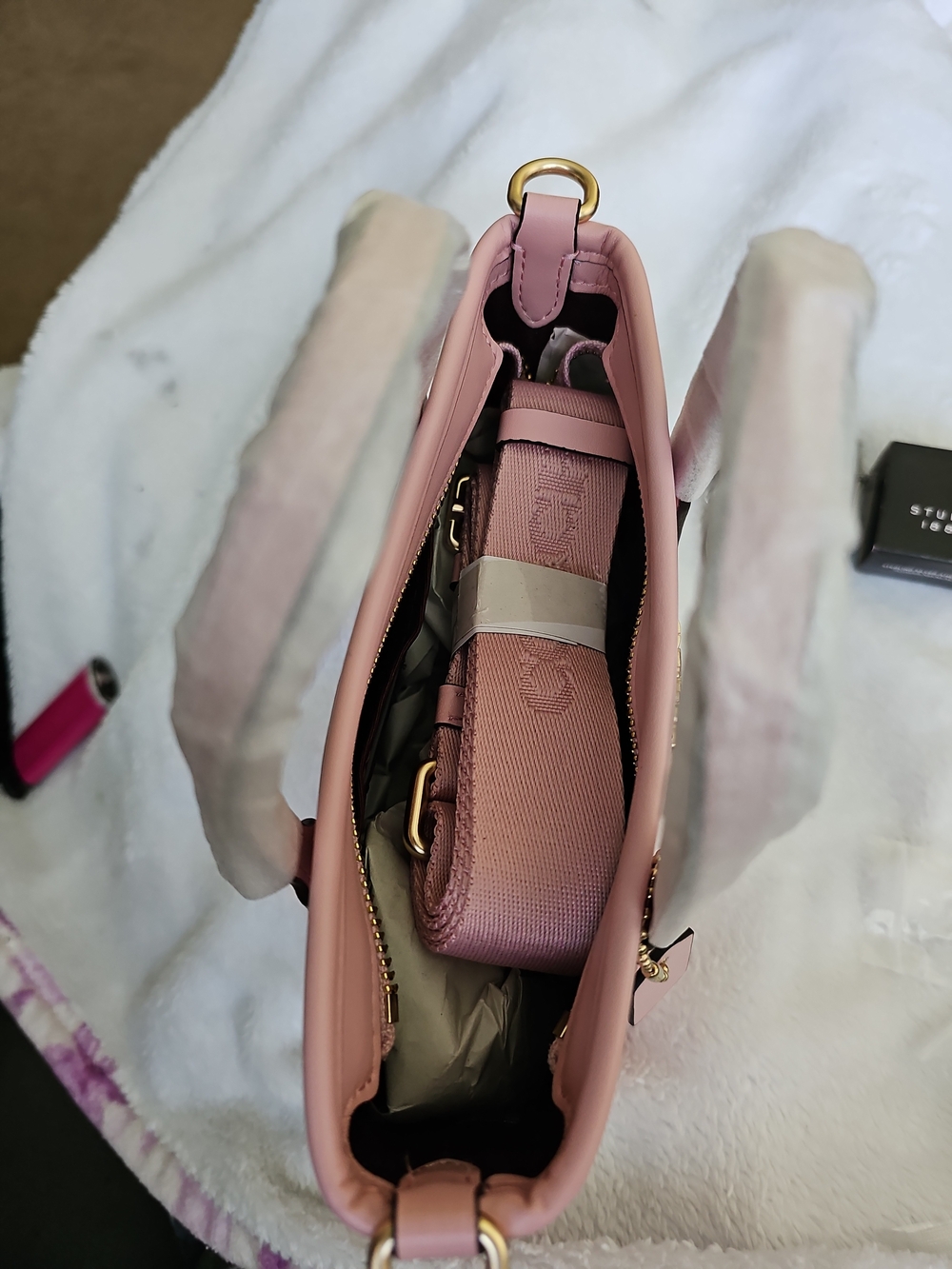 NWT Coach CW032 City Mini Tote Crossbody Blush Pink Signature Canvas - Picture 6 of 12